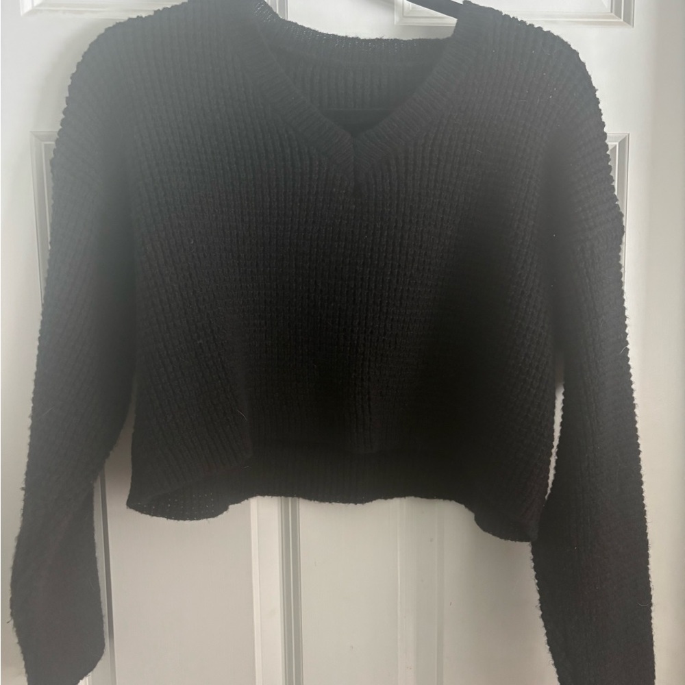 Women's Black V-Neck Sweater